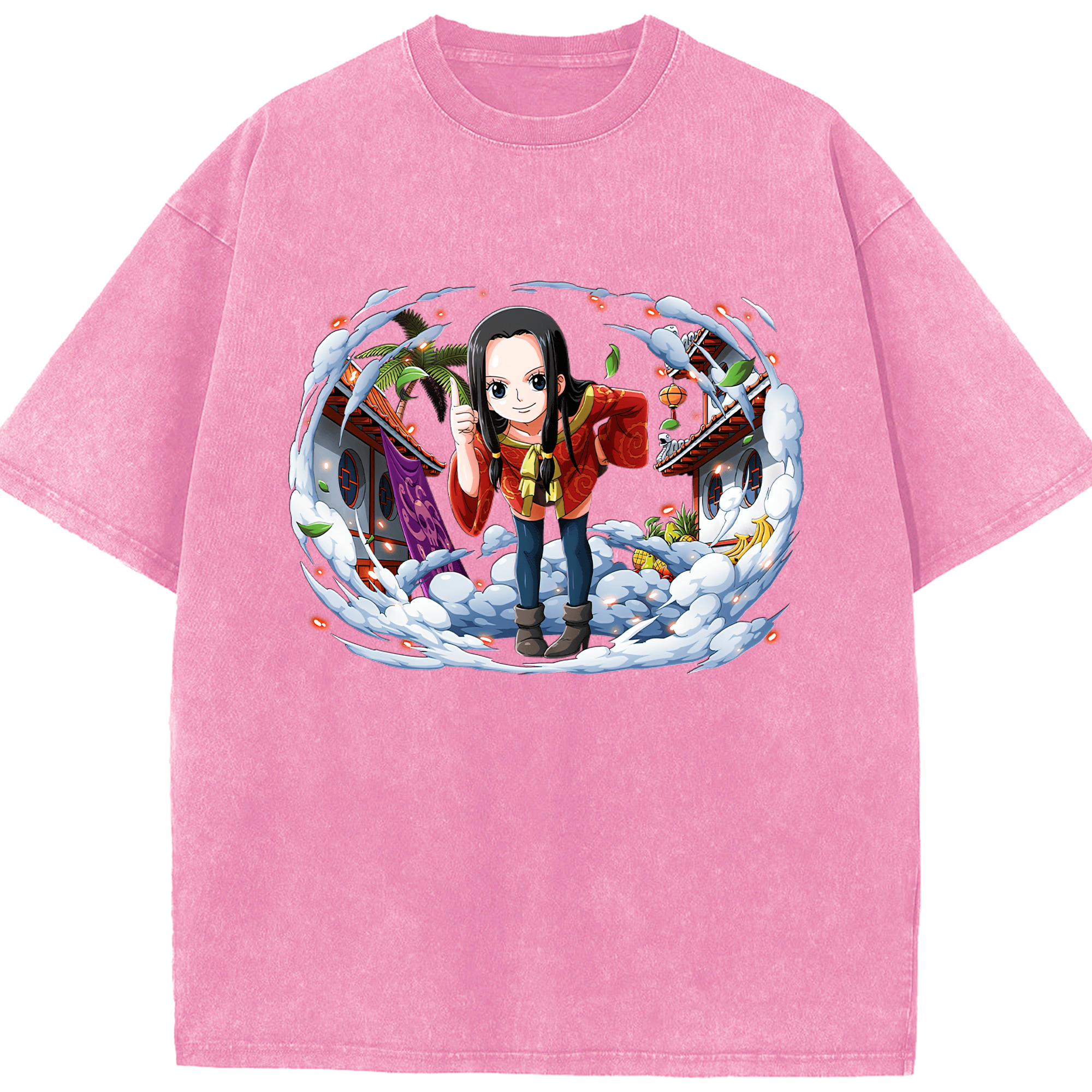 ワンピース ボア・ハンコック ONE PIECE Boa·Hancock 綿100% ヴィンテージ風 半袖Tシャツ（フロントプリント）